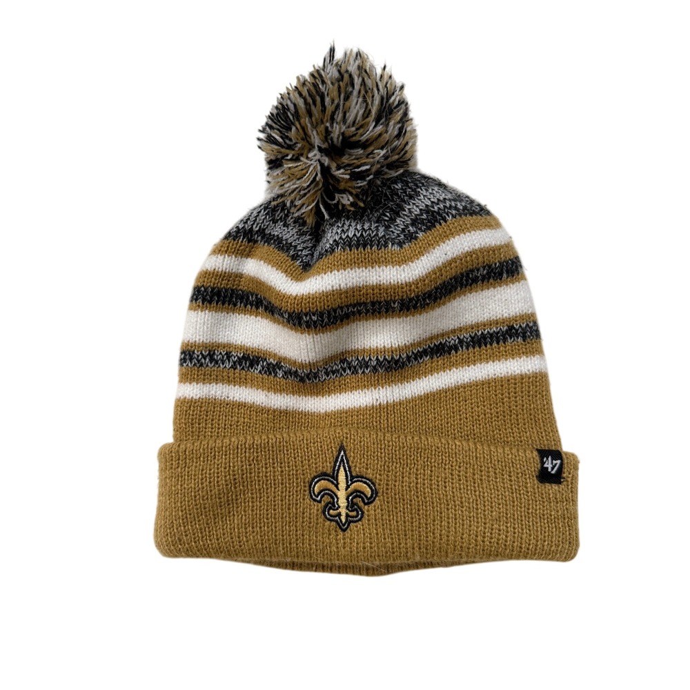 NFL New Orleans Saints‎ Beanie Youth Unisex Pom Hat Gold Black White Football 47